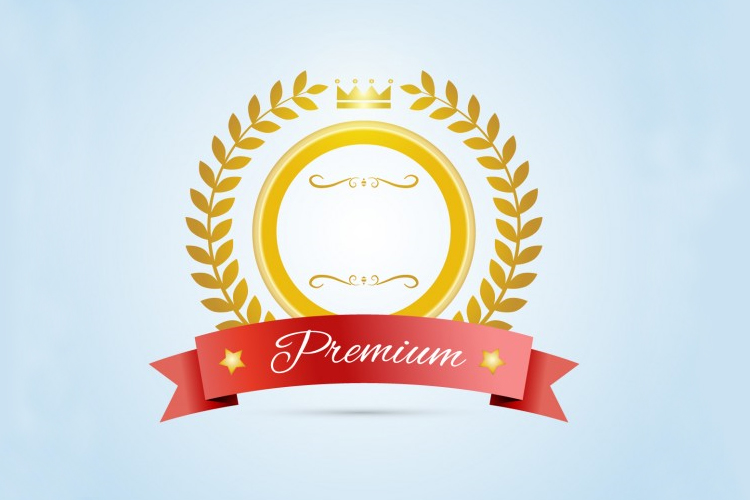 Ilustración de un sello con la categoría premium.