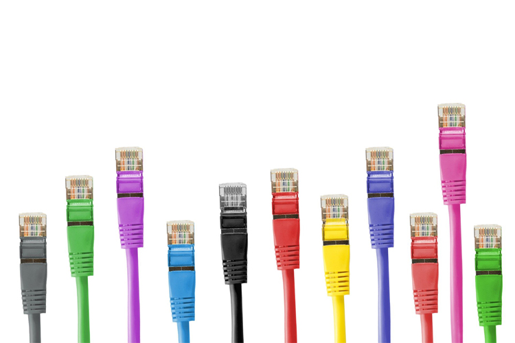 Fotografía de varios cables de conexión de varios colores.