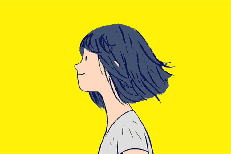 [dibujo] archivo animado de una mujer joven con el pelo agitado por el viento